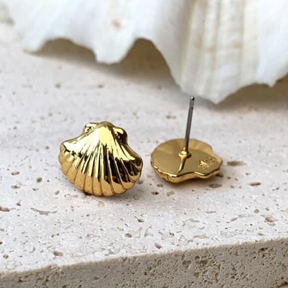 Lele Sadoughi Gold Coquille Stud Earrings - Picture 3 of 4